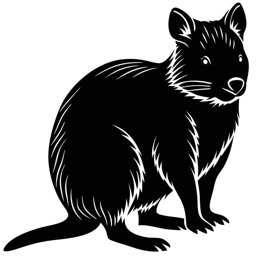 a black and white illustration of a rat vector