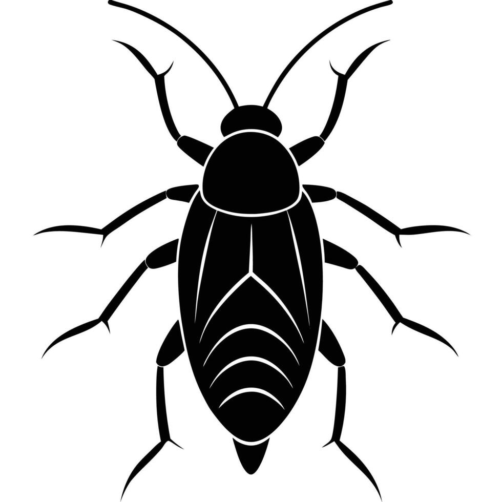 a black and white silhouette of a cockroach vector