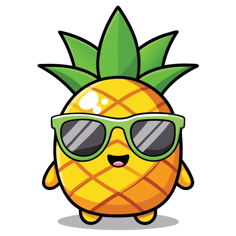 a cartoon pineapple wearing sunglasses and sunglasses vector