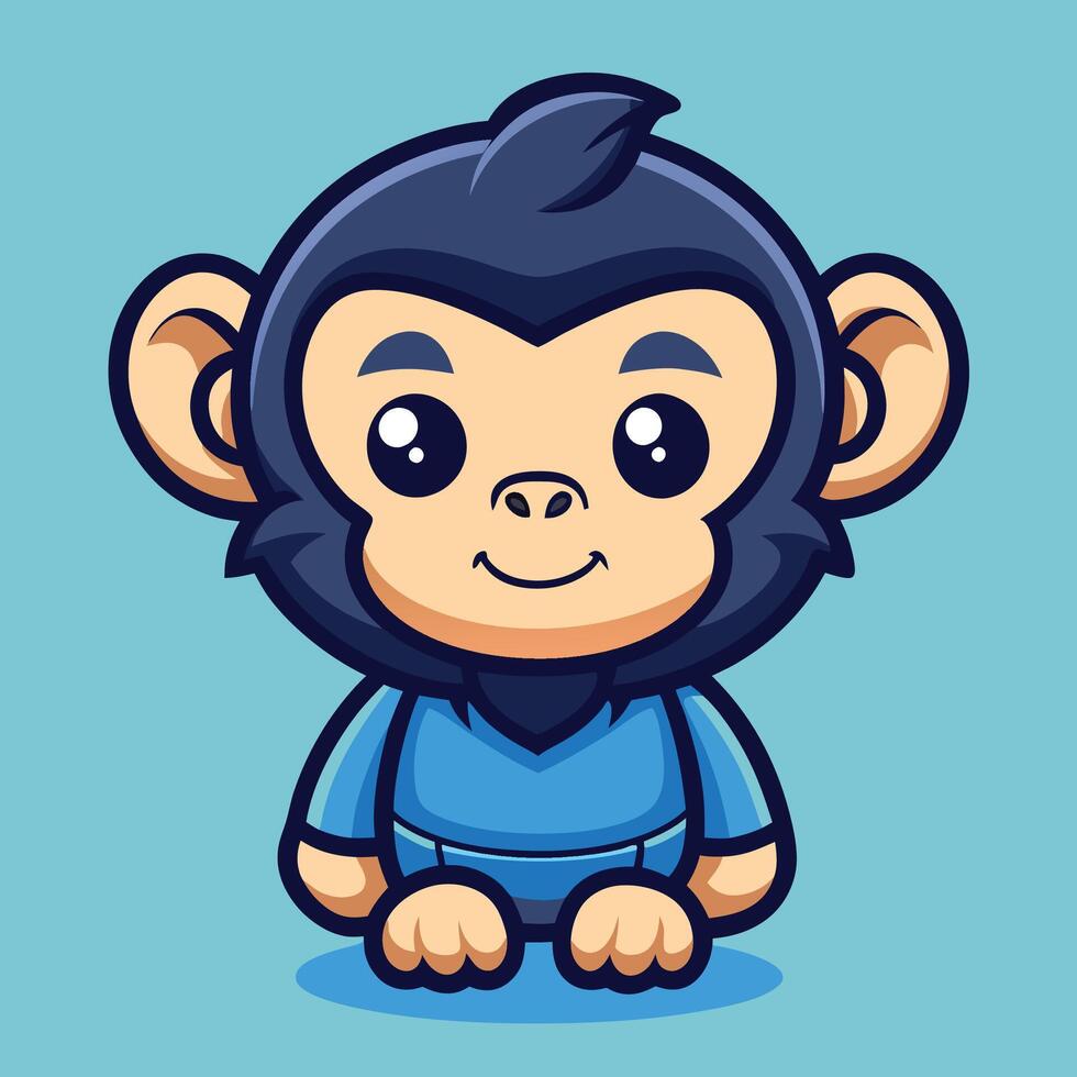 a cartoon monkey in blue clothes vector