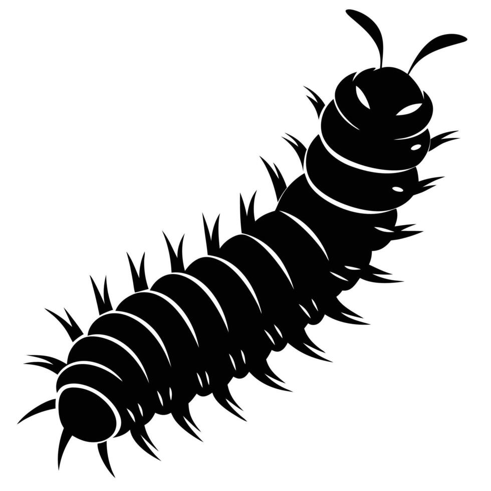 a black and white illustration of a caterpillar vector