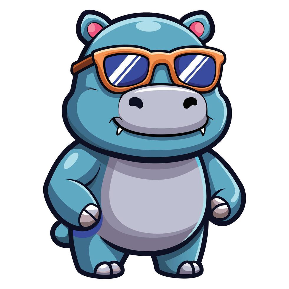 a cartoon hippo wearing sunglasses vector