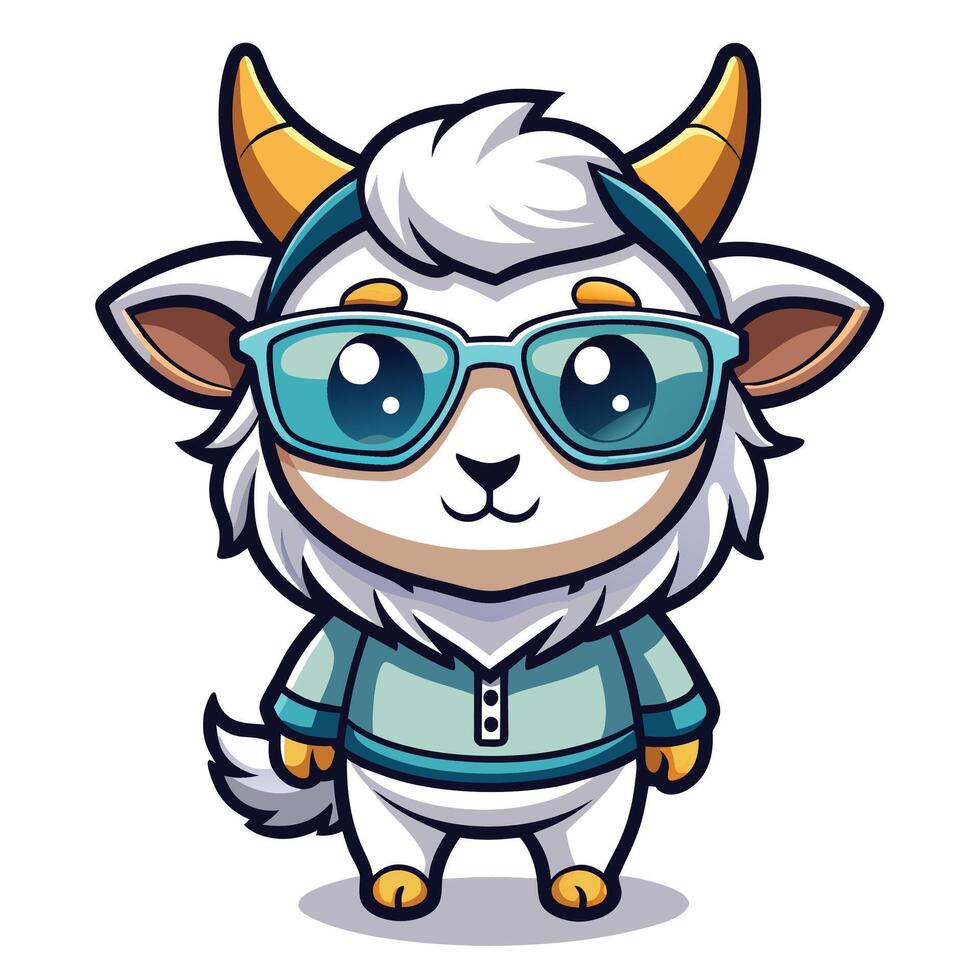 a cartoon goat wearing sunglasses and a sweater vector