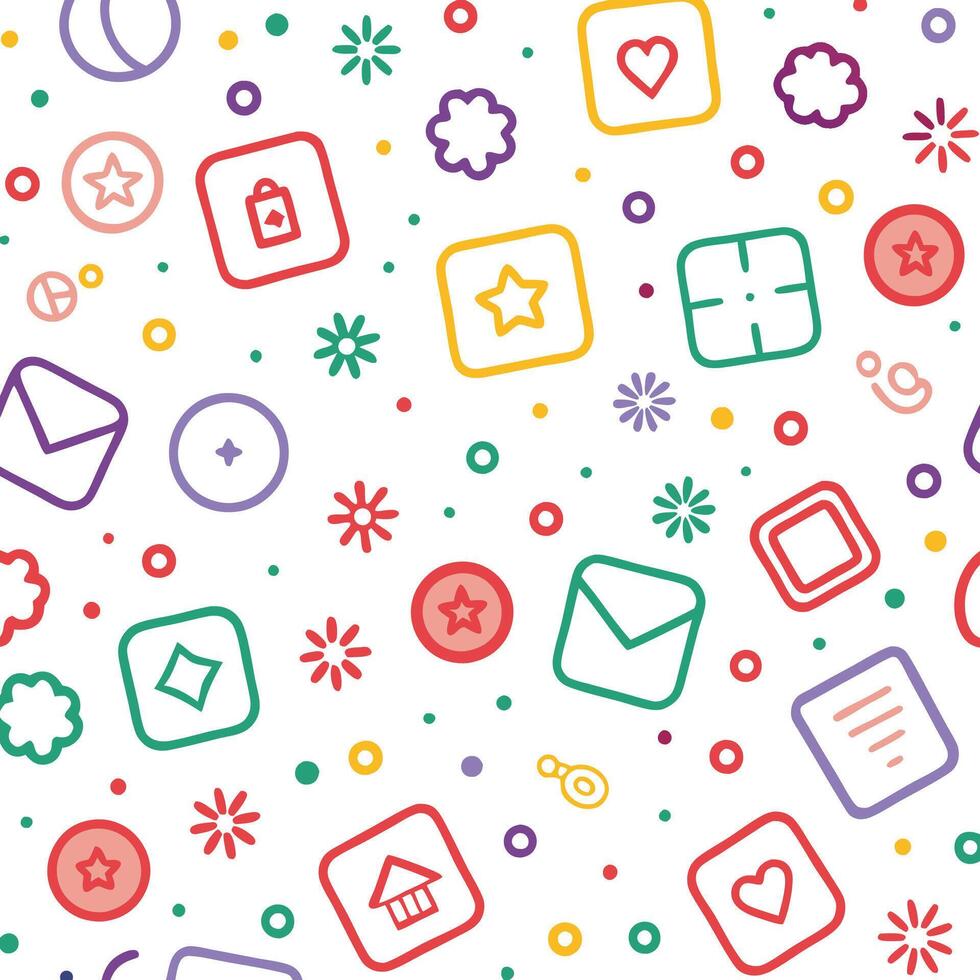 a colorful pattern with icons and symbols vector