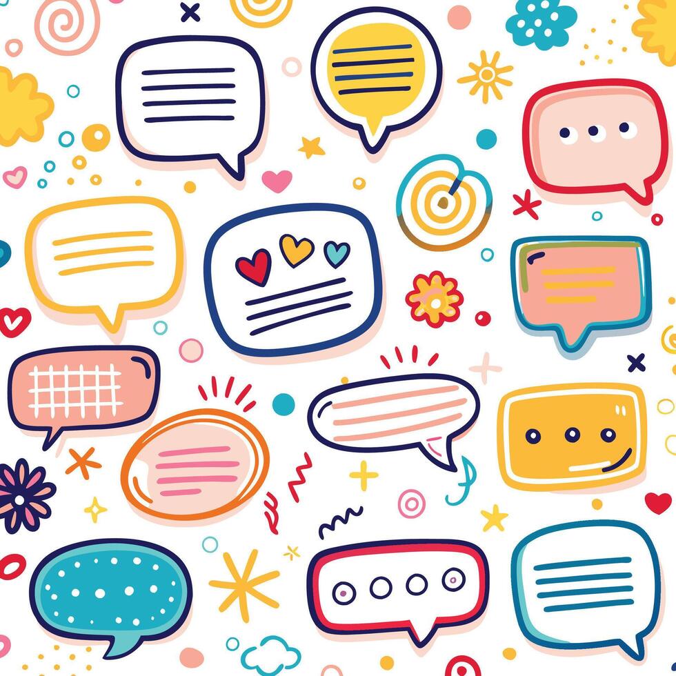 a set of speech bubbles with different shapes and colors vector
