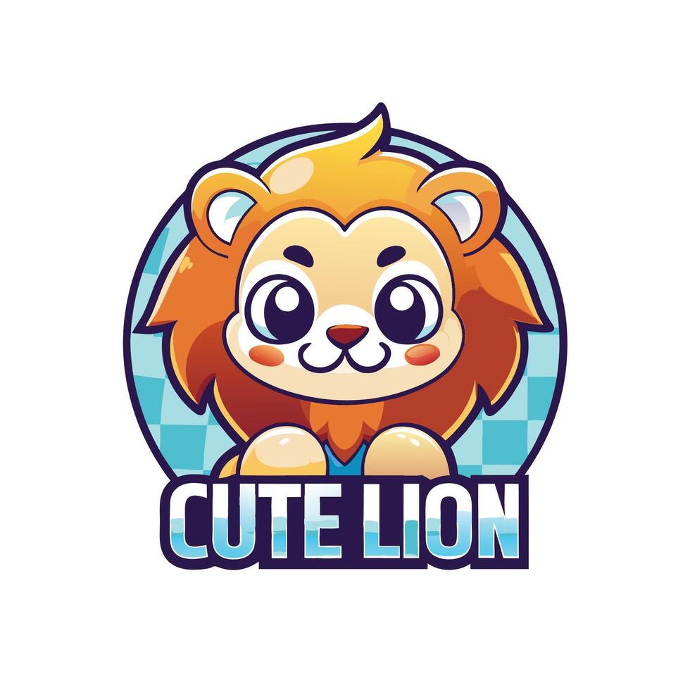 cute lion logo design vector