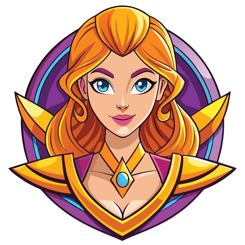 a cartoon woman with long hair and a crown vector