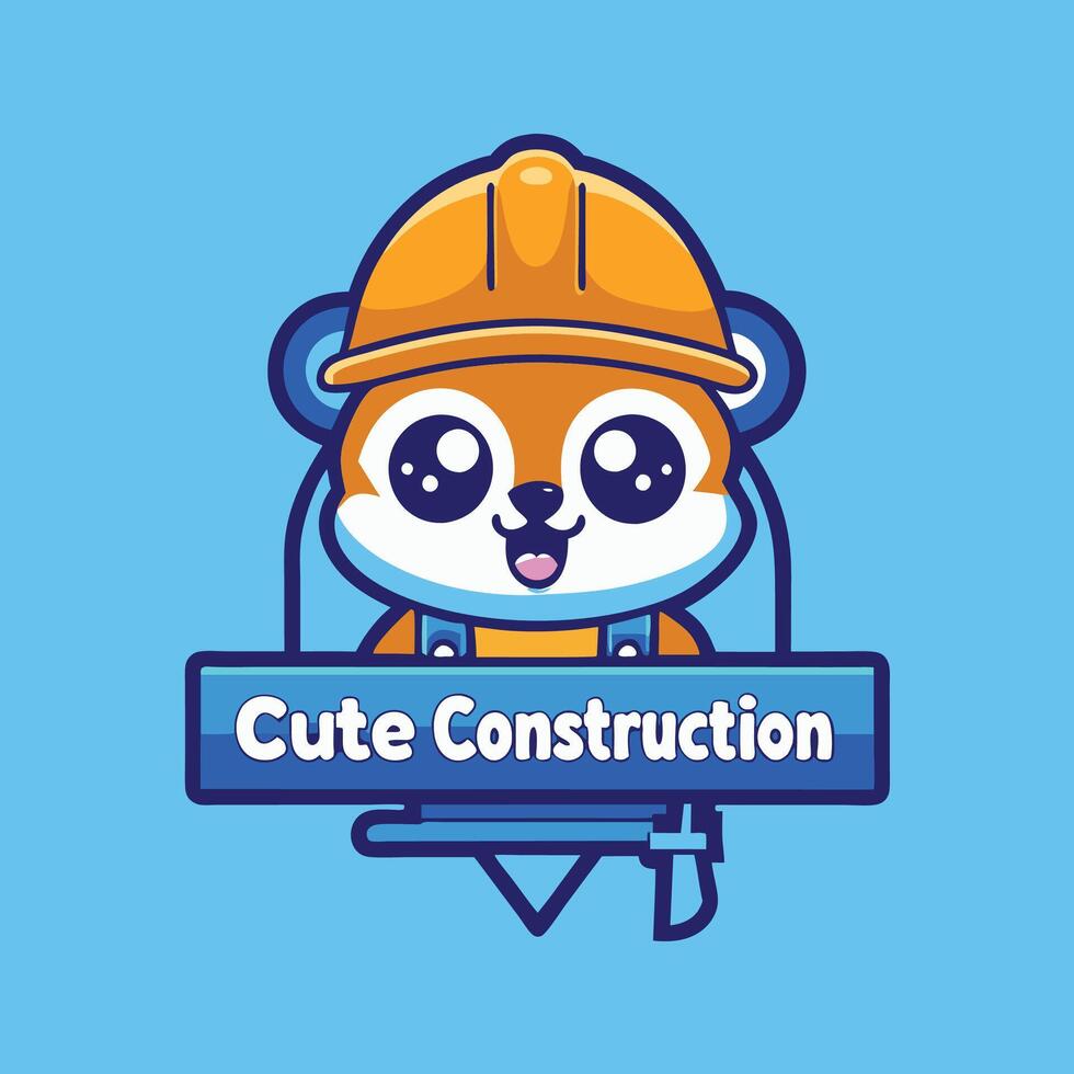 a cute construction worker logo vector