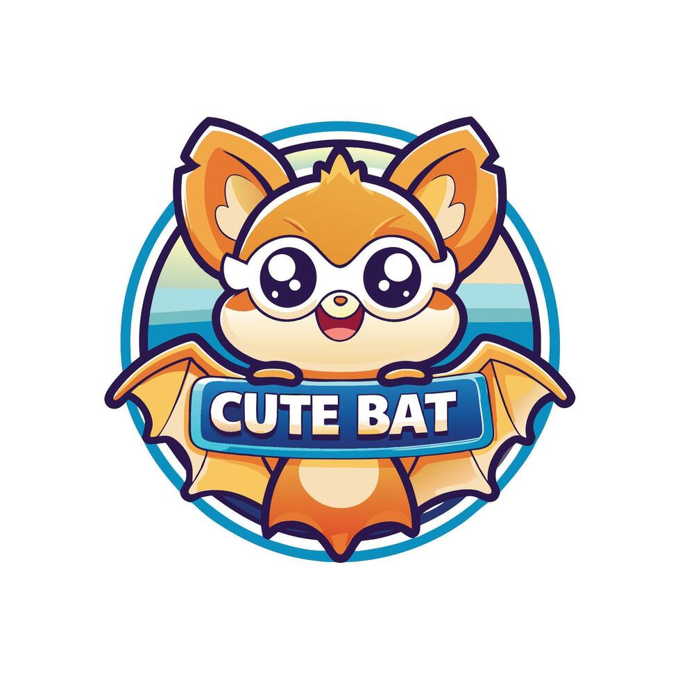 cute bat logo design vector