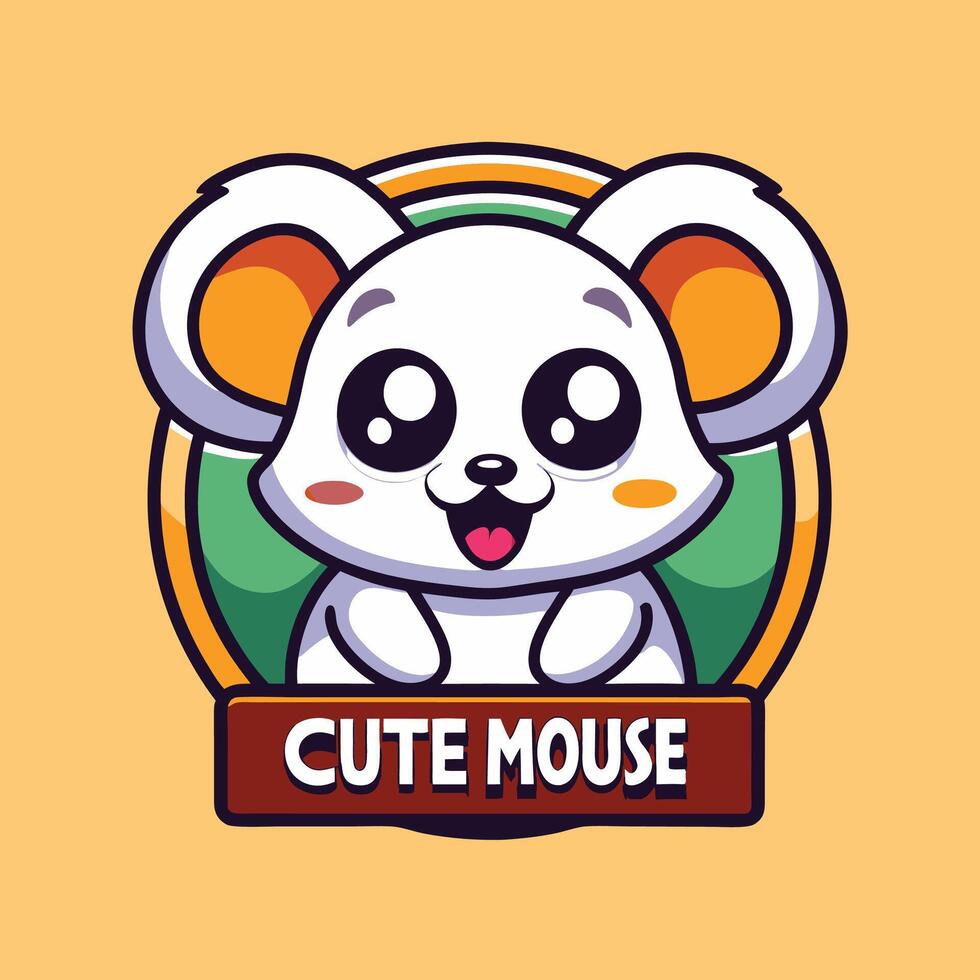cute mouse logo design vector