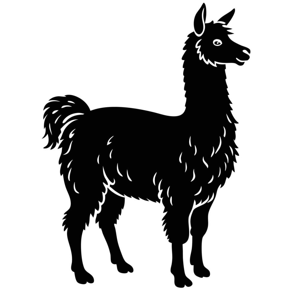 black silhouette of a llama on a white background vector
