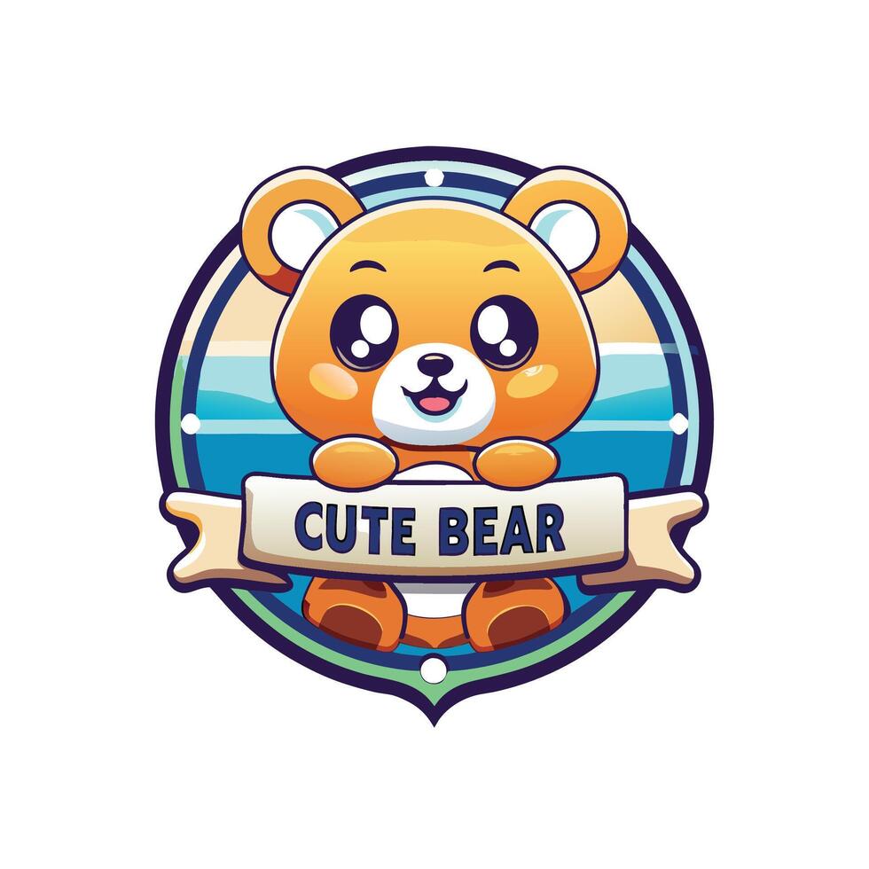 a cute bear logo with the text cute bear vector