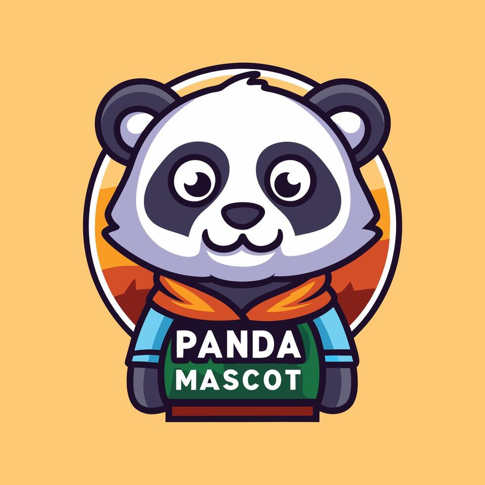 panda mascot with a hat and scarf vector