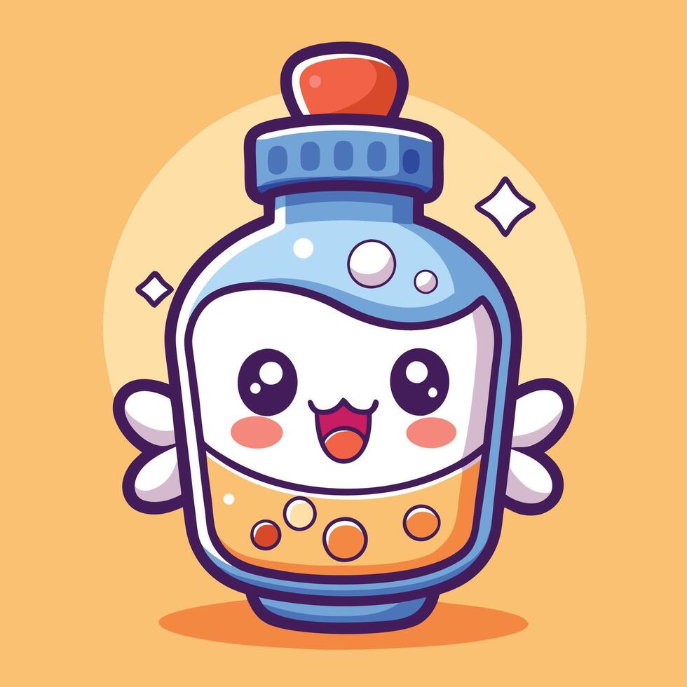 a cartoon bottle with a cute face and a bubble vector