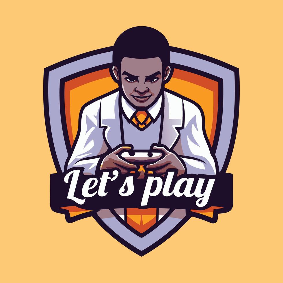 a man in a white shirt holding a controller vector