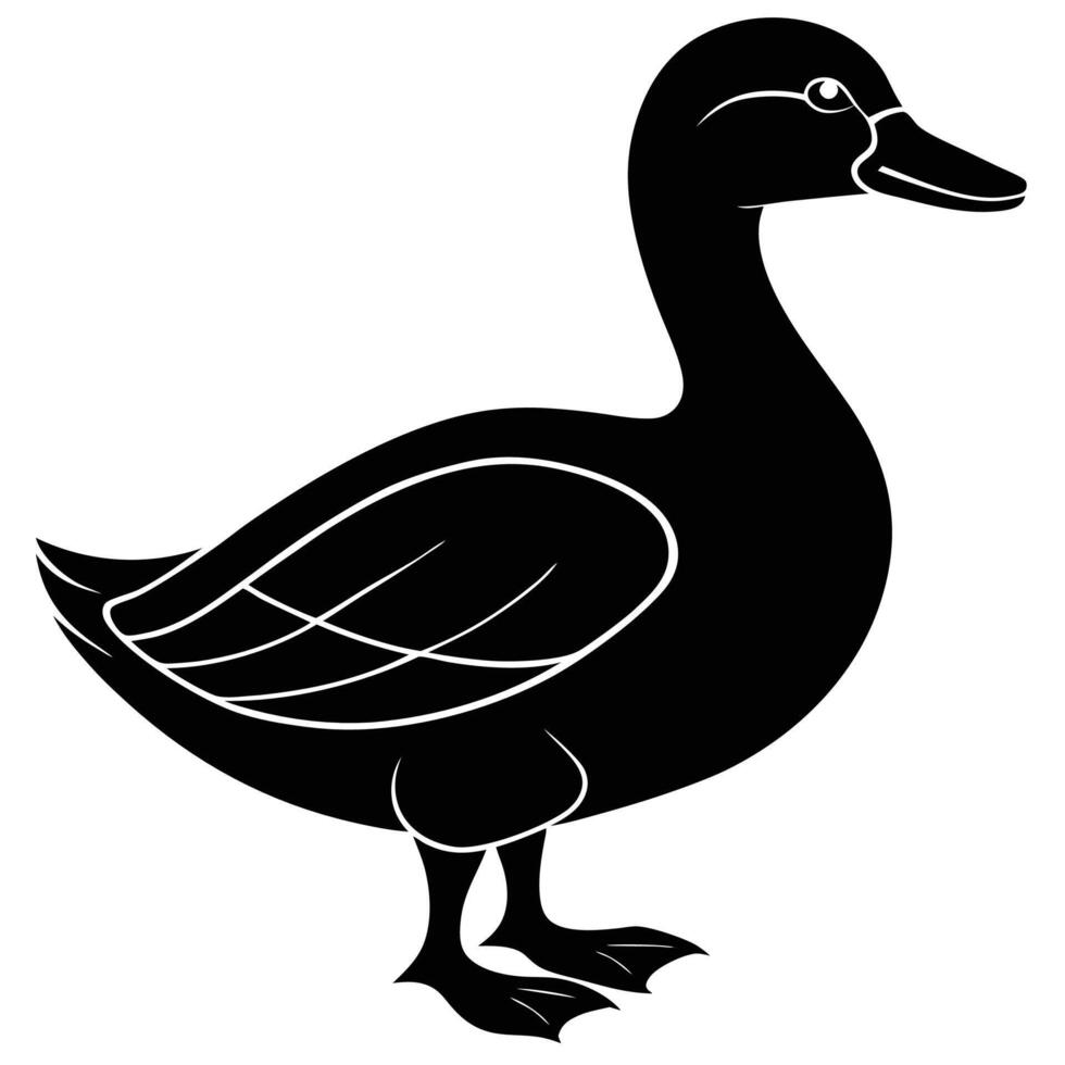 a black and white silhouette of a duck vector