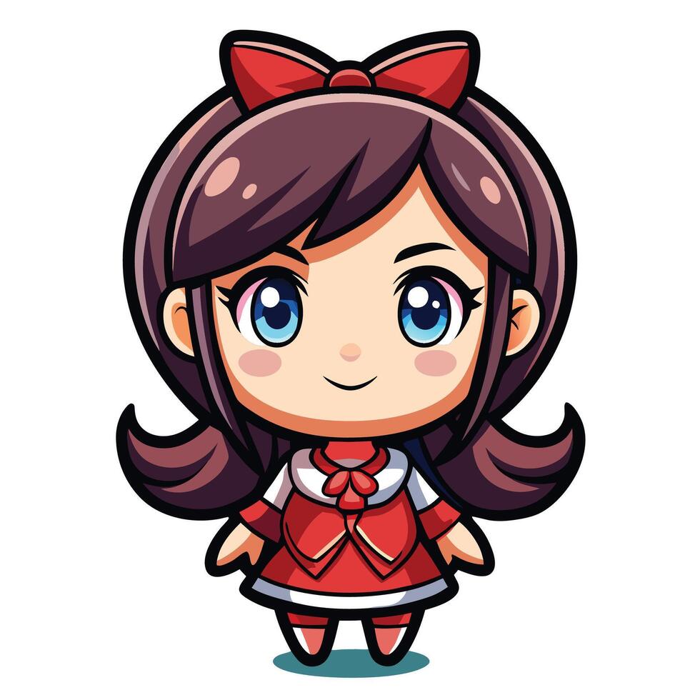 a cartoon girl in a red dress vector
