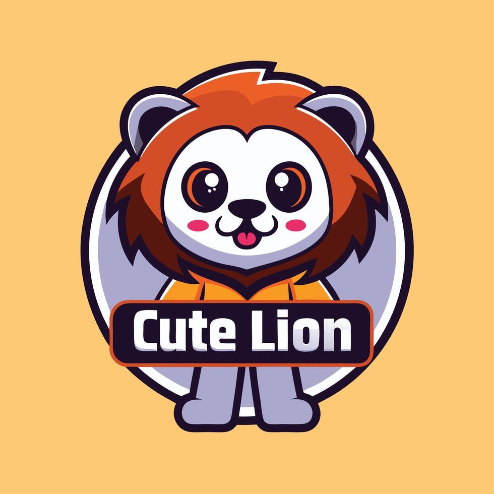 a cute lion logo with the word cute lion vector