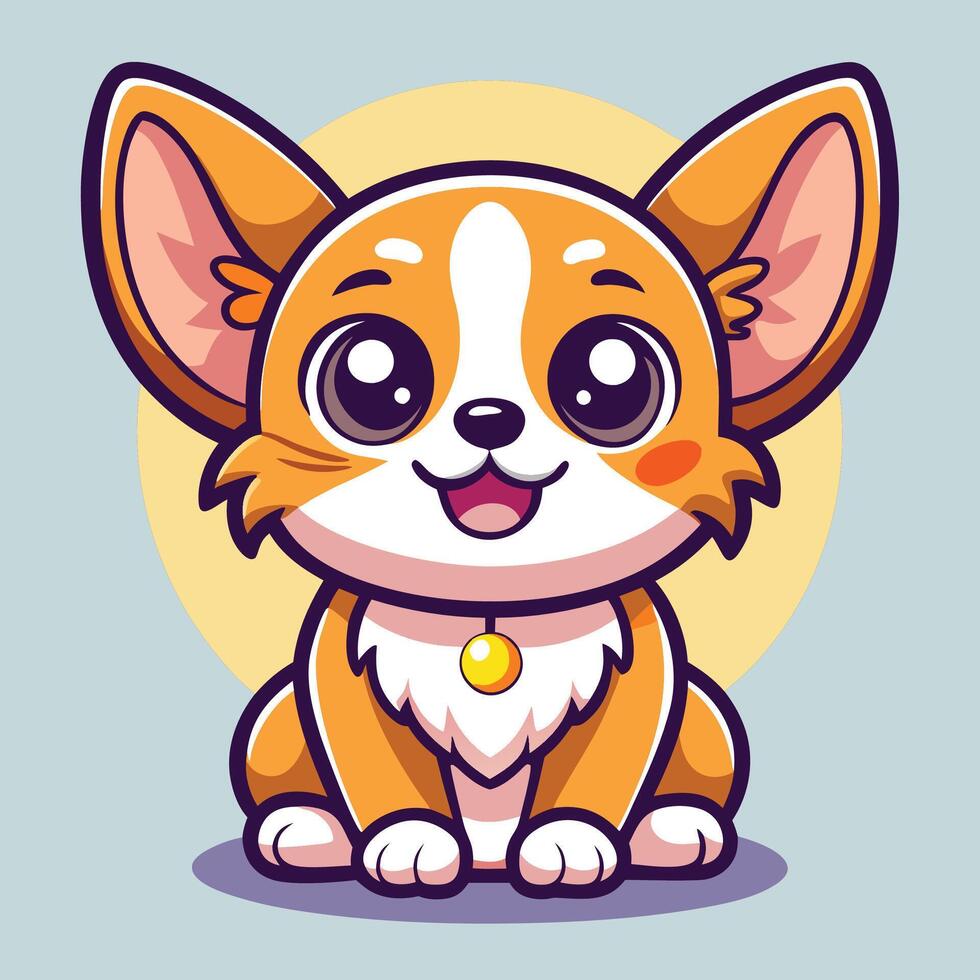 cute cartoon dog with big eyes and a collar vector