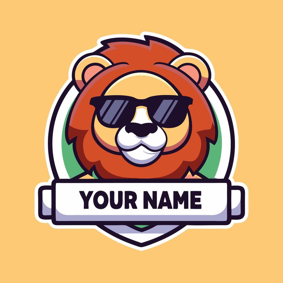 a lion wearing sunglasses with the name your name on it vector