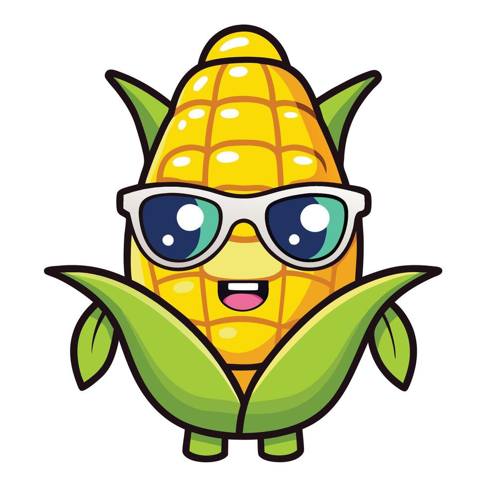 corn with sunglasses illustration vector