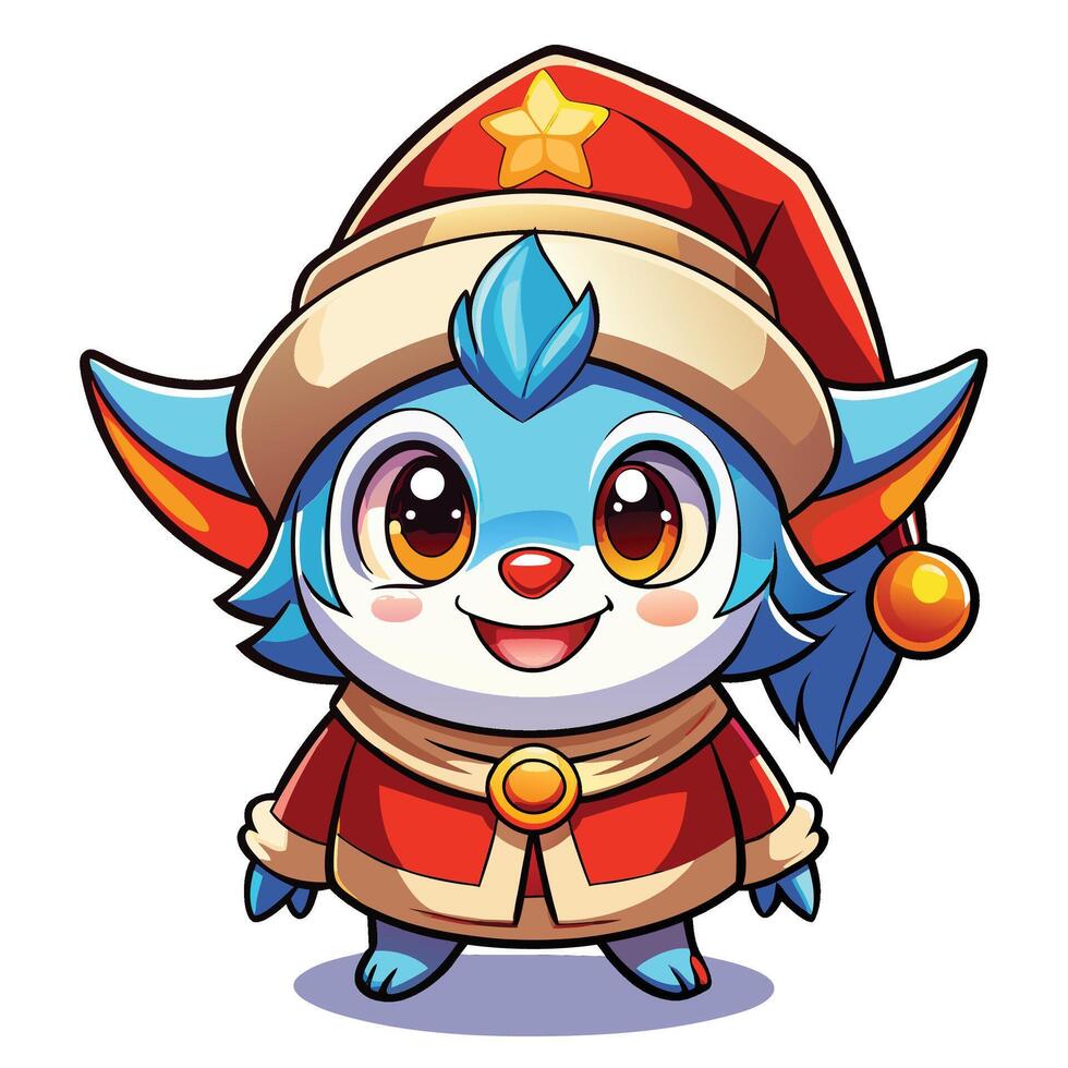 a cartoon character wearing a santa hat vector