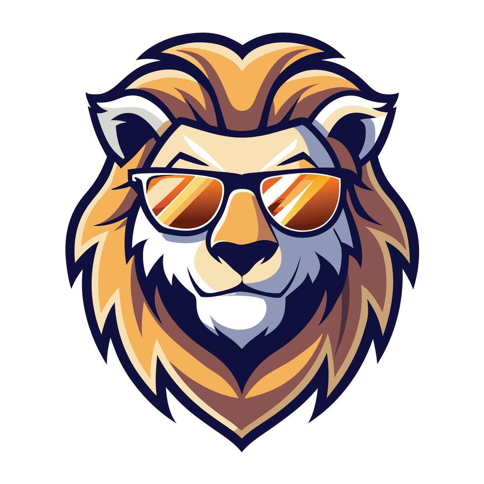 lion head with sunglasses on a white background vector