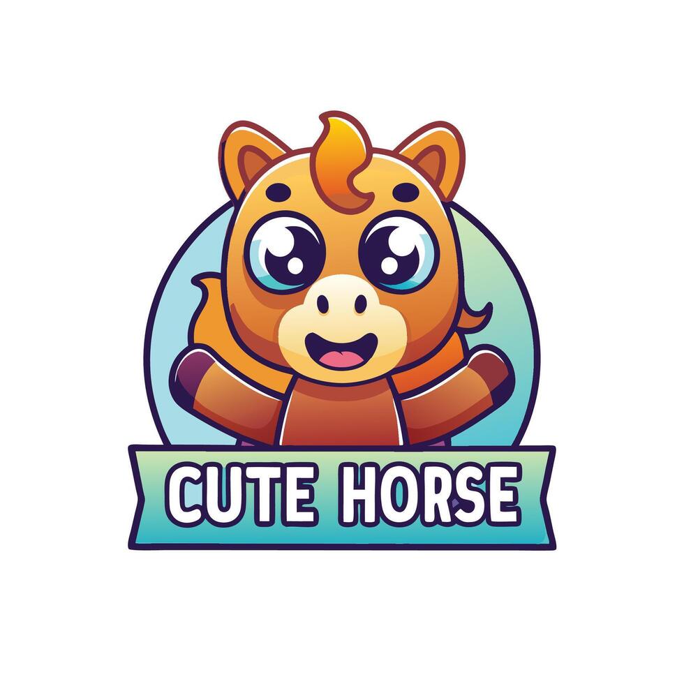 a cute horse logo with the words cute horse vector
