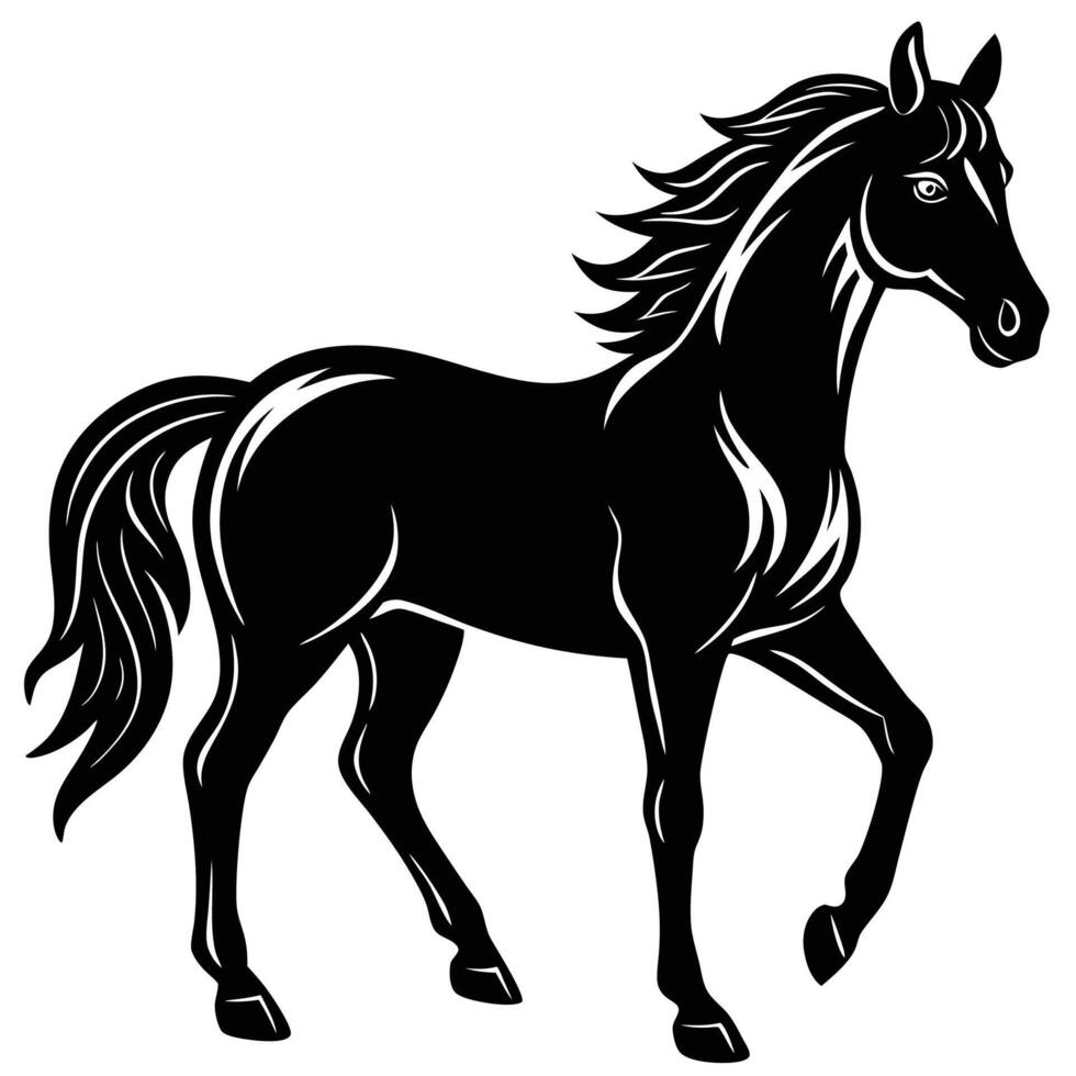 black horse silhouette on white background vector
