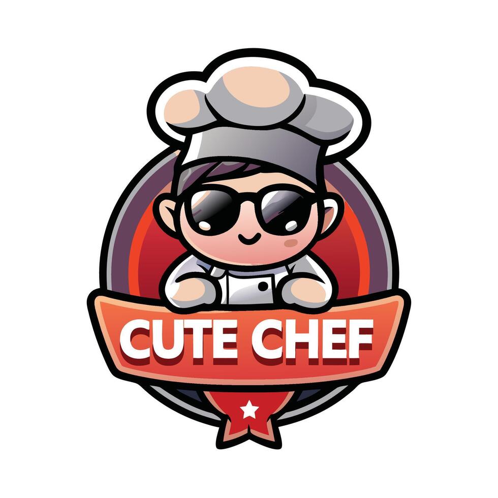 a cute chef logo with sunglasses vector