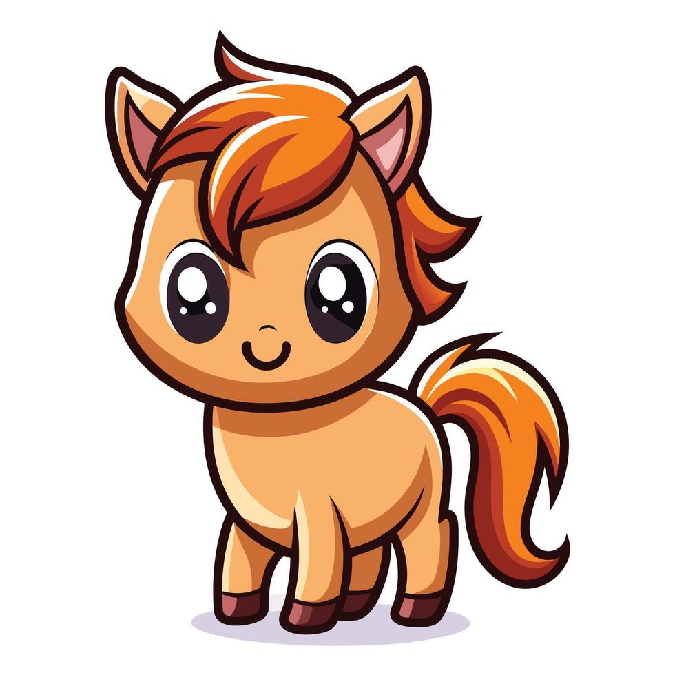 a cartoon horse with orange hair and big eyes vector