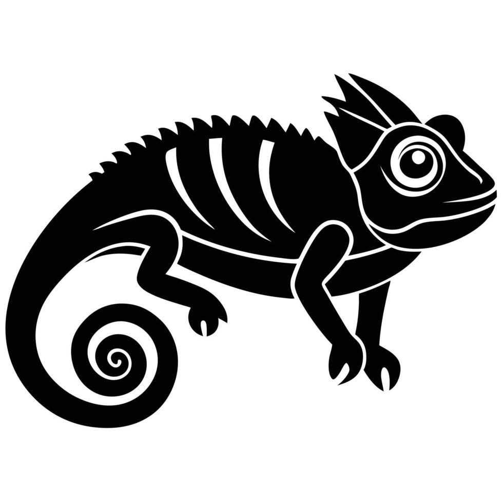 chameleon lizard silhouette on white background vector