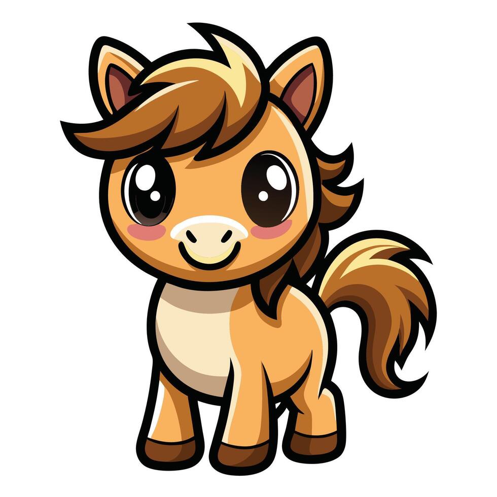 a cartoon horse with brown hair and a big smile vector