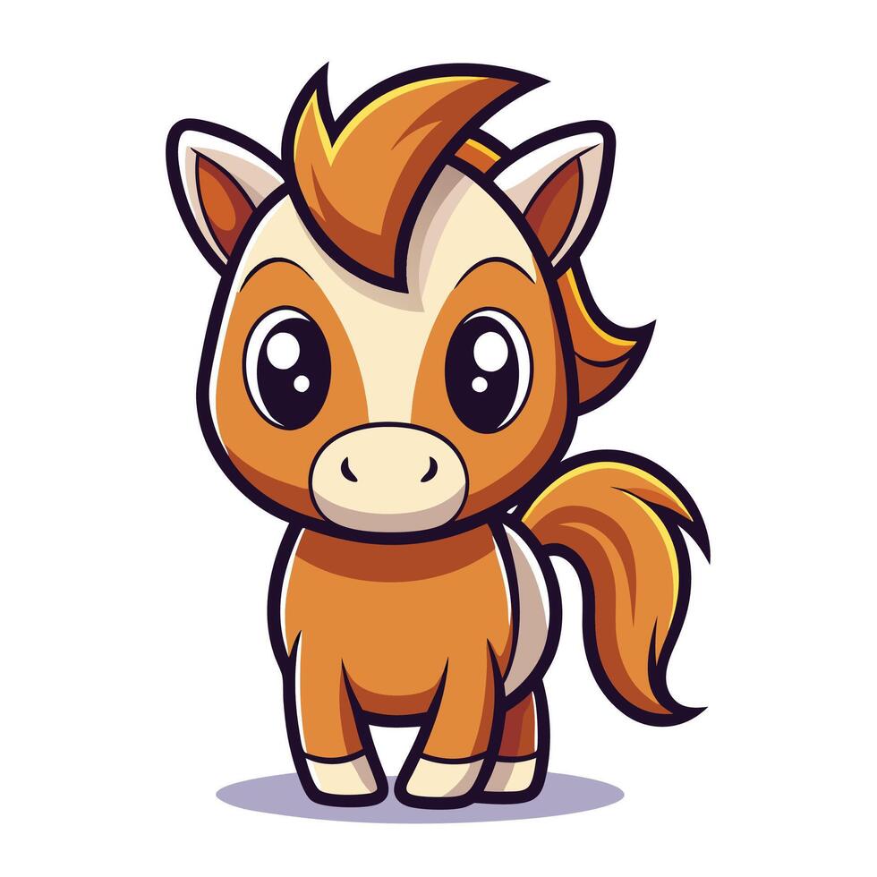 a cartoon horse with brown hair and a white mane vector