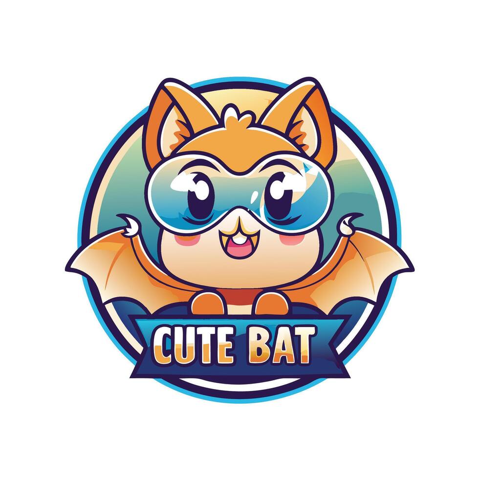 cute bat logo design vector