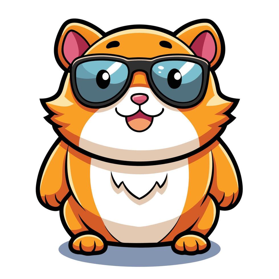 a cartoon hamster wearing sunglasses and standing vector