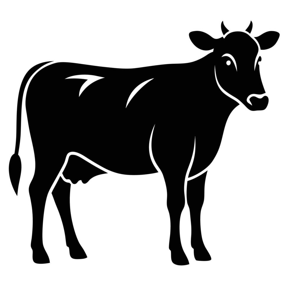 a black cow is standing in front of a white background vector
