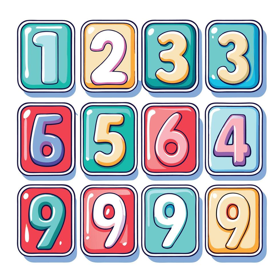 a set of colorful numbers and numbers vector