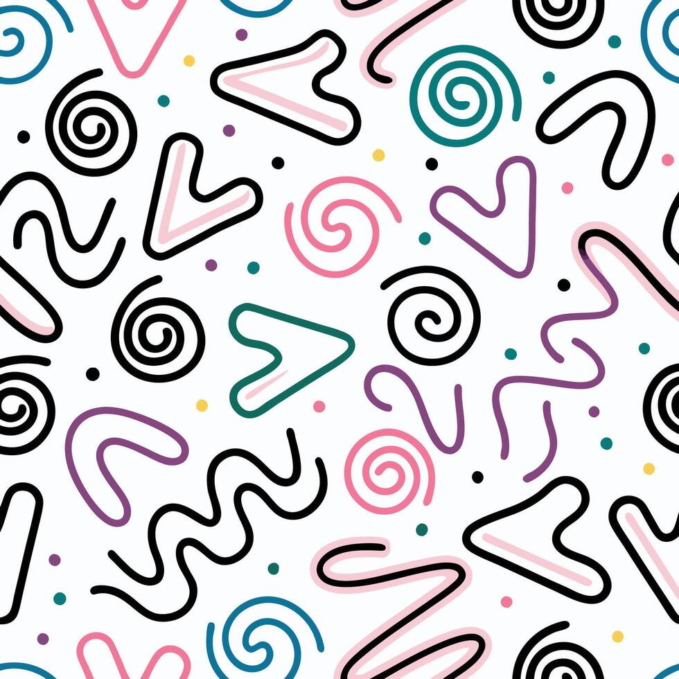 seamless pattern with colorful shapes and lines vector