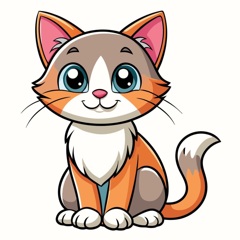 a cartoon cat with big eyes and a white collar vector