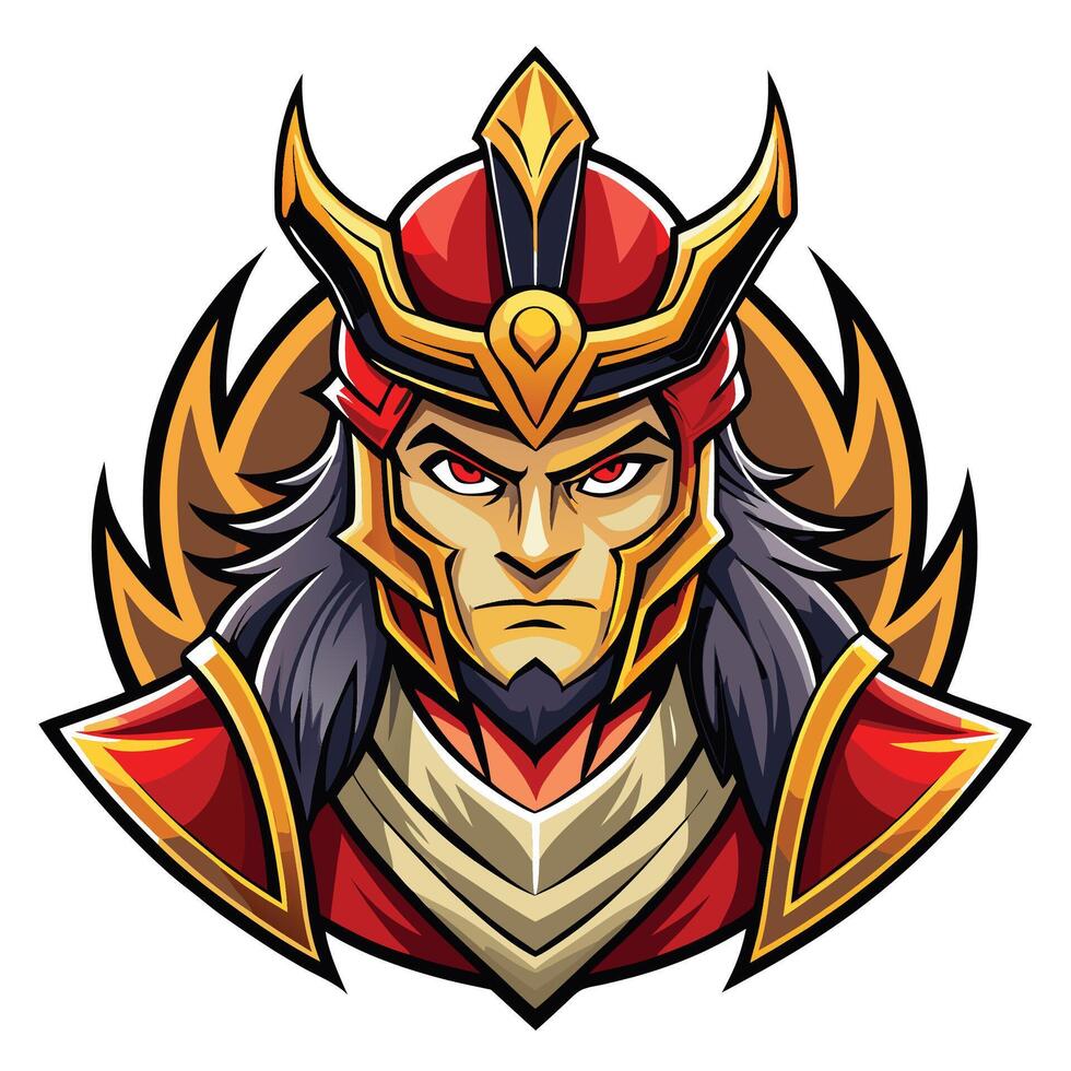 a cartoon character with a red and gold helmet vector
