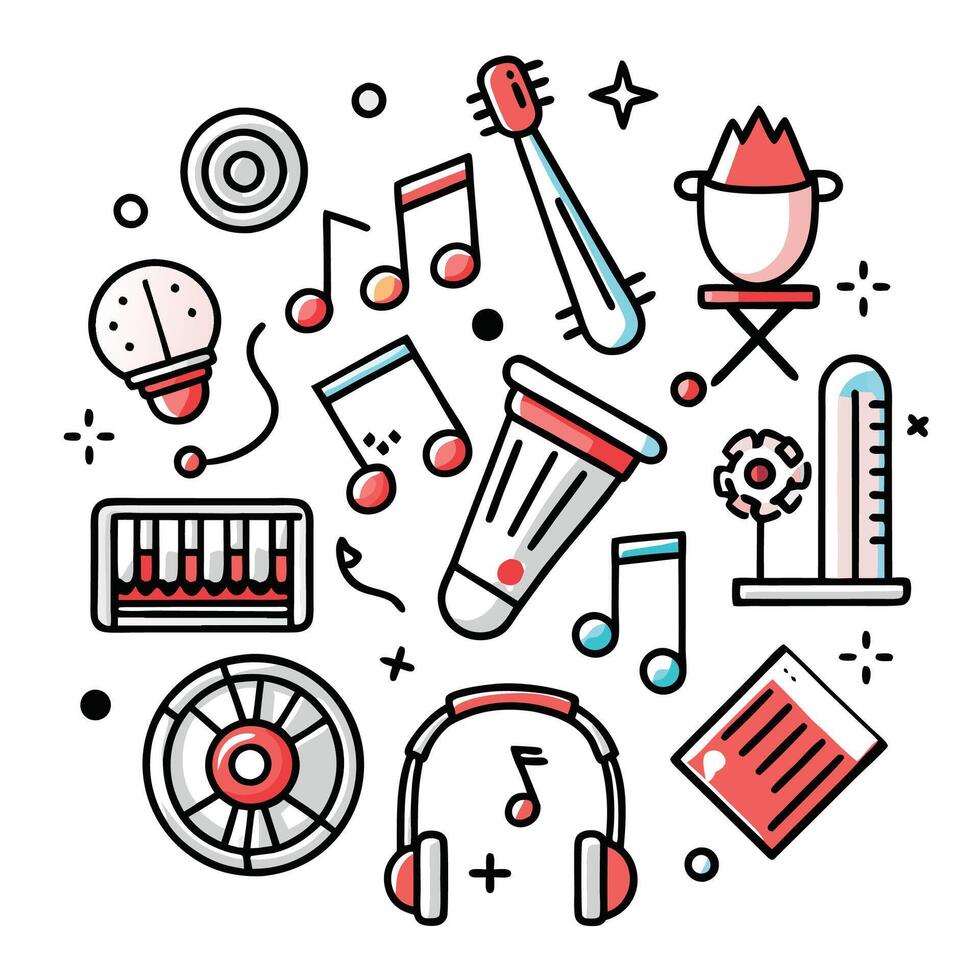 music instruments icons in a circle vector