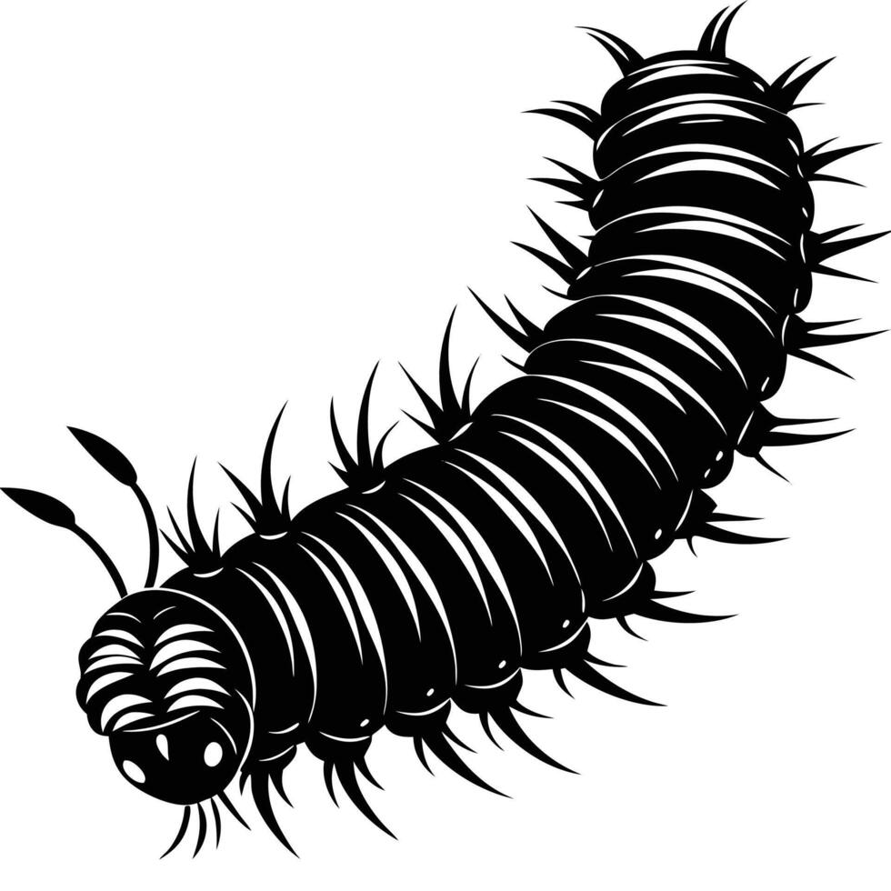a black and white illustration of a caterpillar vector
