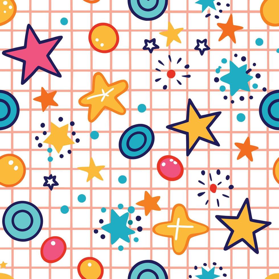a colorful pattern with stars and circles vector