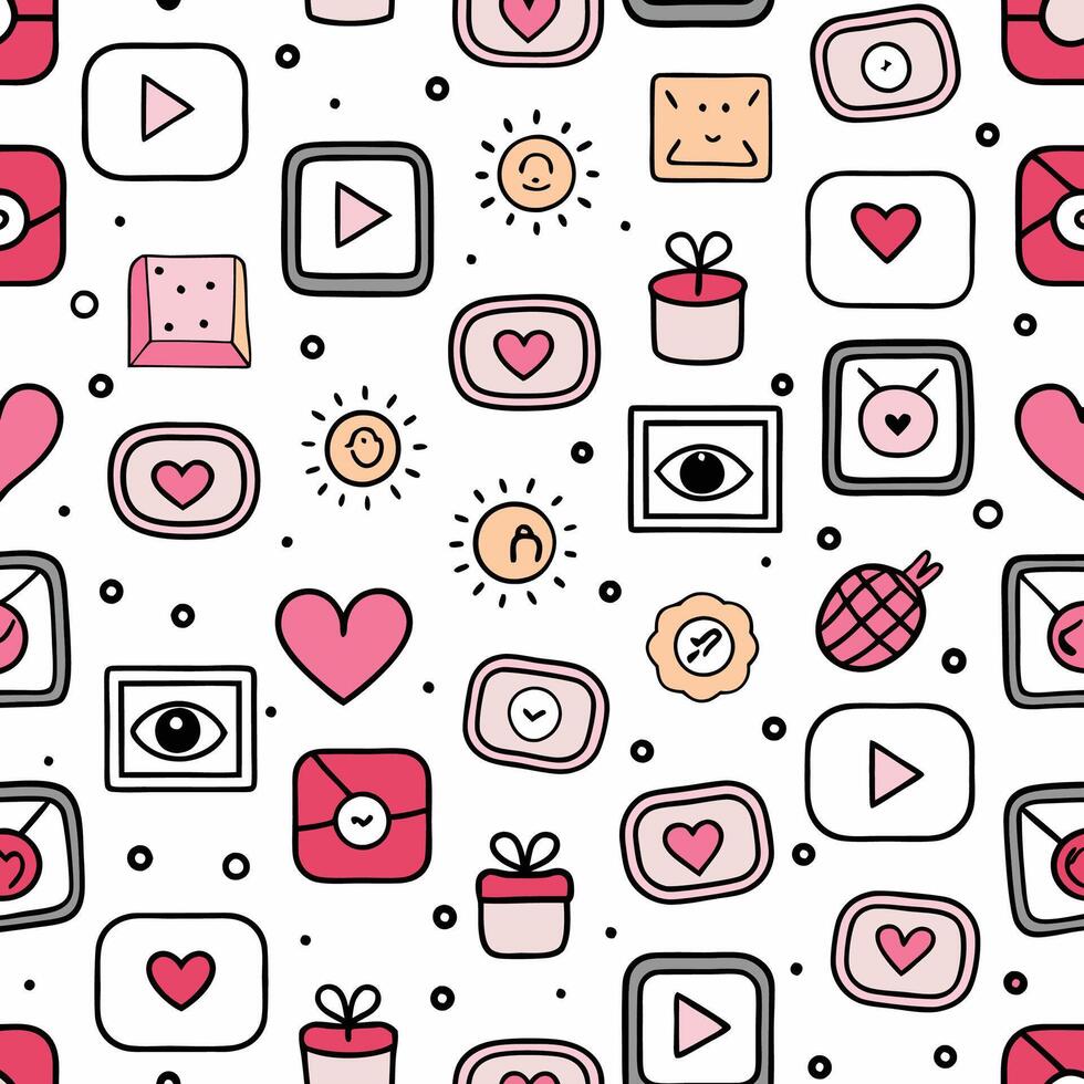 a seamless pattern with various icons and symbols vector