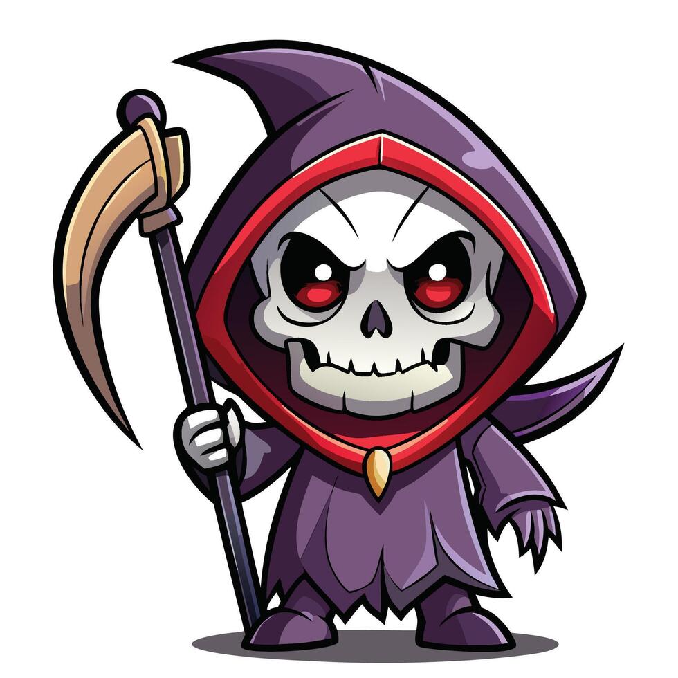 cartoon grim reaper holding a scythe vector