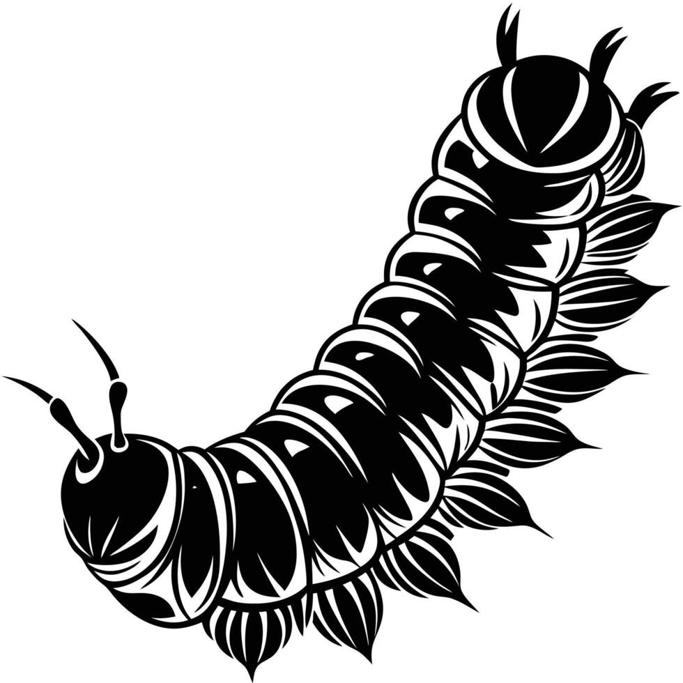 a black and white illustration of a caterpillar vector