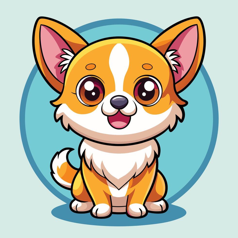 cartoon corgi dog sitting on a blue background vector