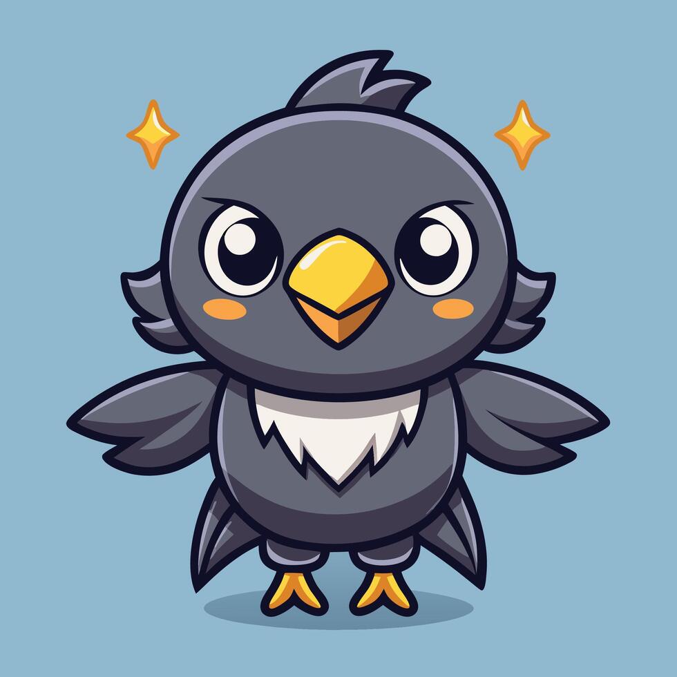 a cartoon bird with a big beak and a star on its head vector