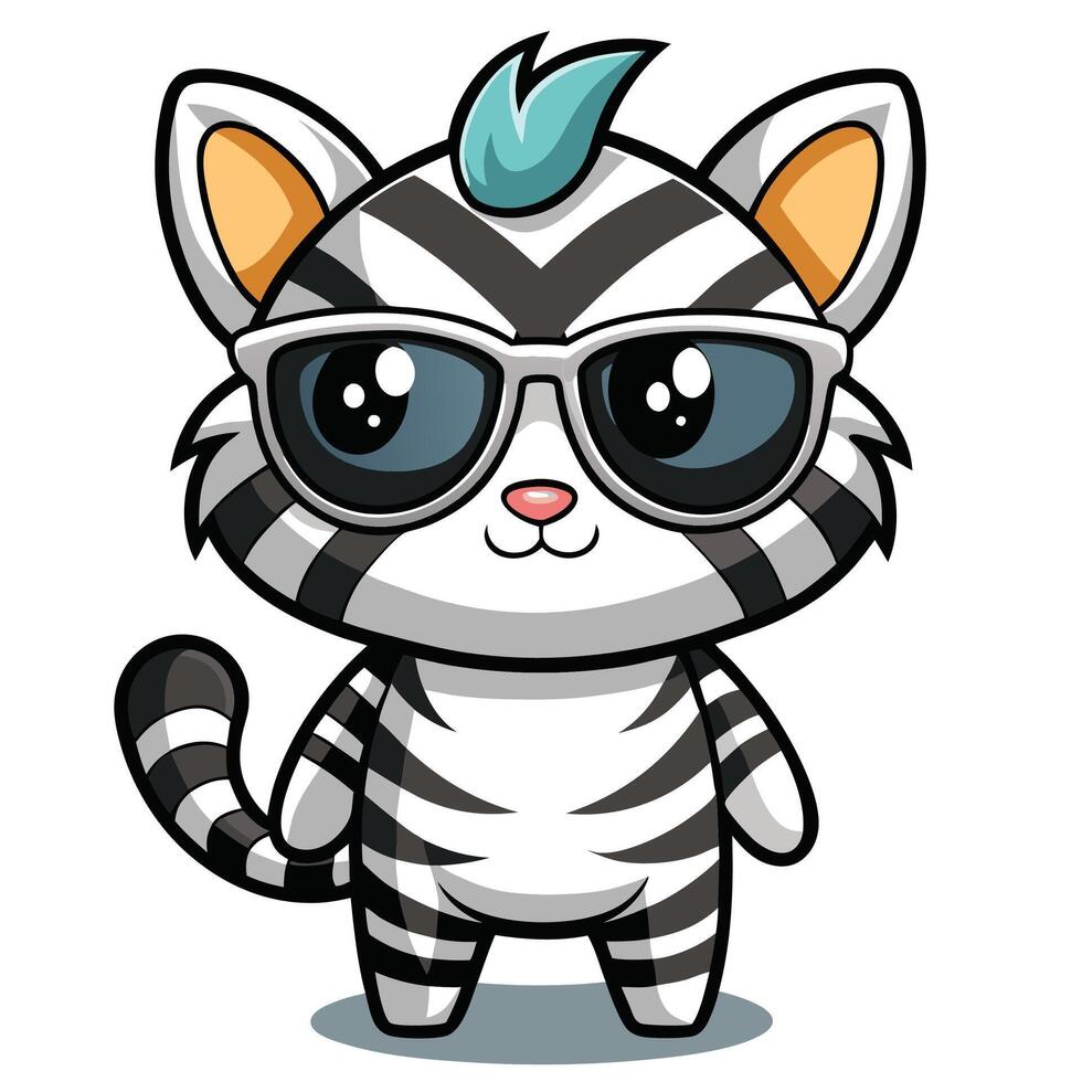 a cartoon zebra wearing sunglasses and standing vector